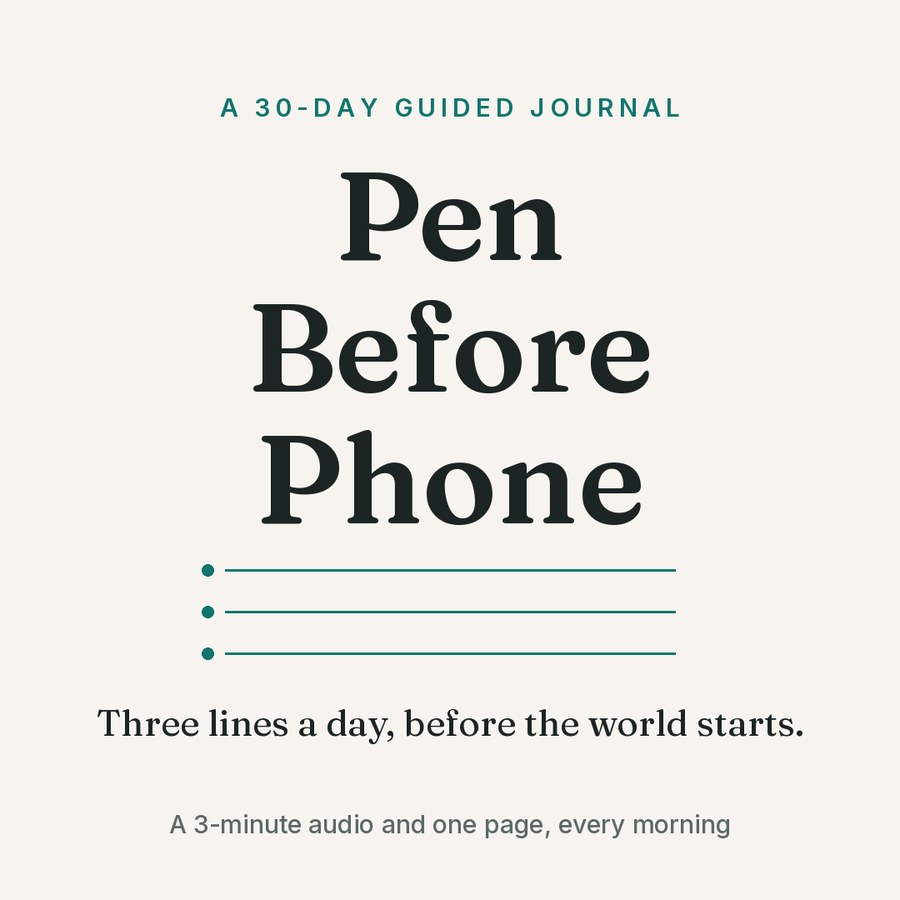 The Pen Before Phone journal cover: three ruled lines under the title