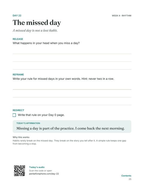 The Day 22 page: The missed day